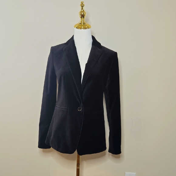 Ann Taylor Velvet Blazer Size 0 Classic Tailored Closet Staple Cotton Blend NWOT - Picture 1 of 7